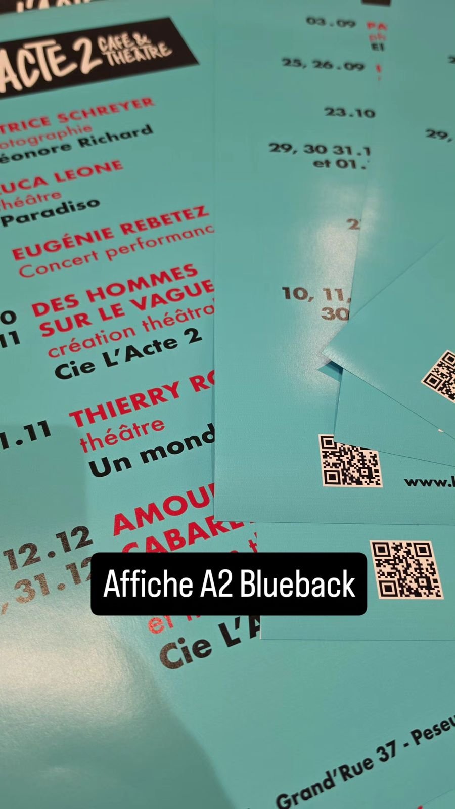Affiche imprimée pour L’Acte 2 Café & Théâtre
